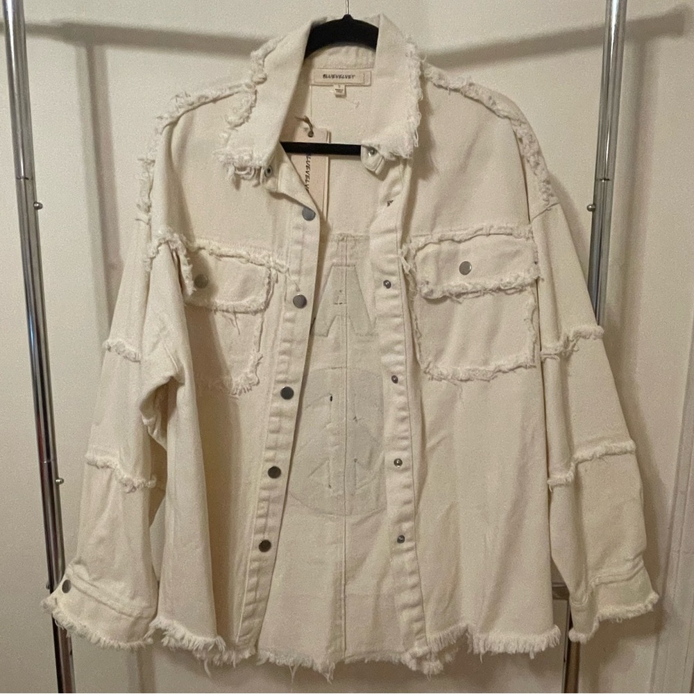 Velvet Cream Jean Jacket Classic Style